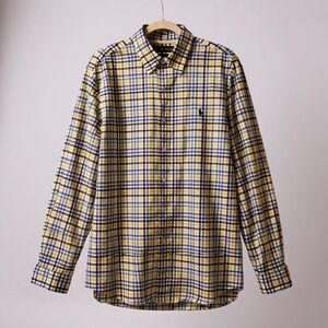 Ralph Lauren Men's Plaid Button Down Shirt Long Sleeve 100% Cotton Stretch SZ L